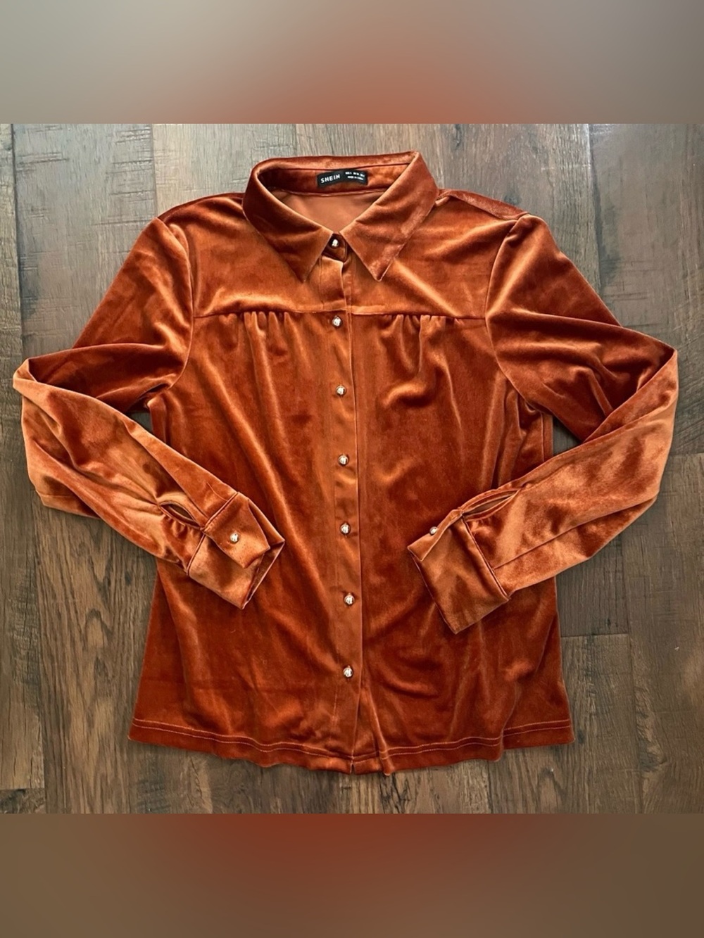 SHEIN velvet button down top, size S/EU36/US4